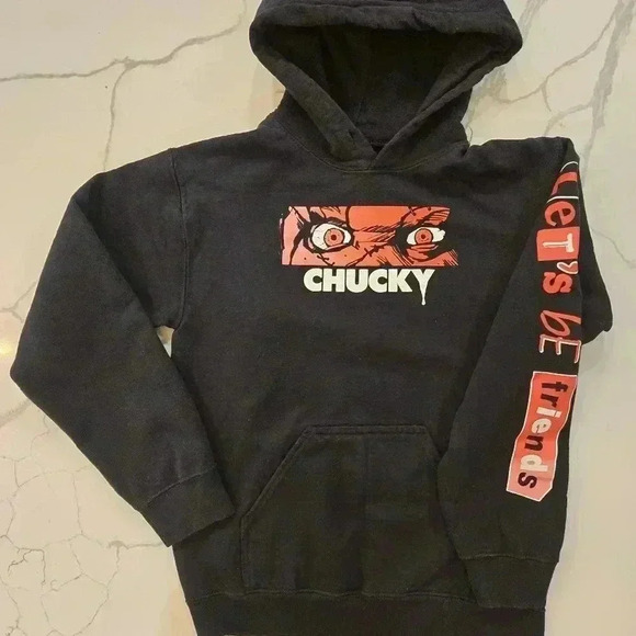 Chucky Childs Play Lets Be Friends Hoodie Sweatshirt Black Size Small Mens - Picture 3 of 10